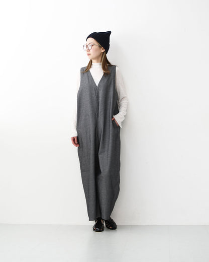 prit [プリット] 綿麻ストレッッチVネックオールインワン [P71629] オールインワン・Vネック・ゆったりシルエット・LADY'S [2026SS]