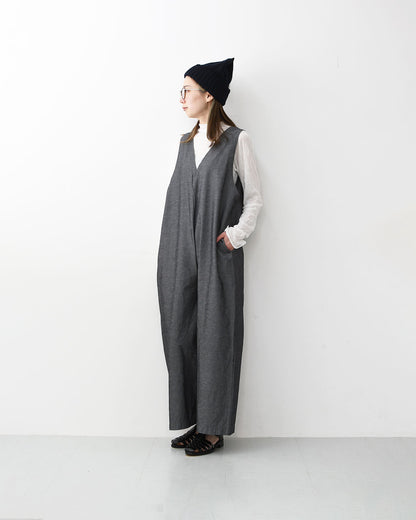 prit [プリット] 綿麻ストレッッチVネックオールインワン [P71629] オールインワン・Vネック・ゆったりシルエット・LADY'S [2026SS]