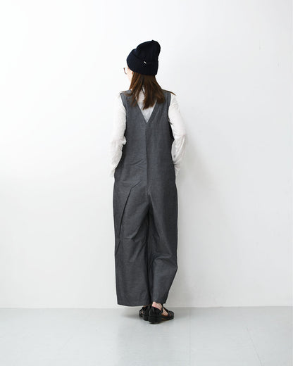 prit [プリット] 綿麻ストレッッチVネックオールインワン [P71629] オールインワン・Vネック・ゆったりシルエット・LADY'S [2026SS]