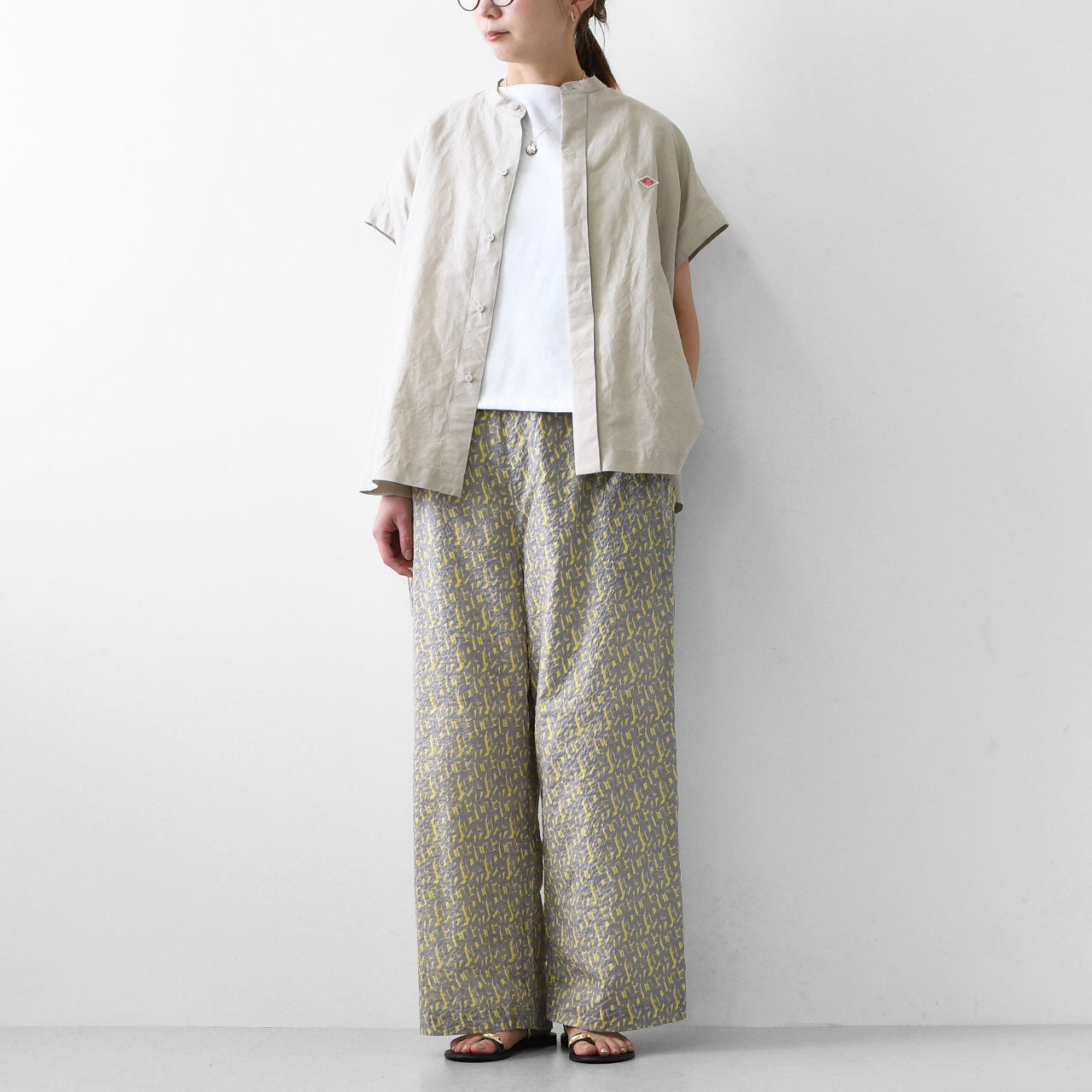 prit [プリット] 80/1ローンミラクルウェーブ加工幾何学プリントワイドパンツ [P72516]  [2025SS]