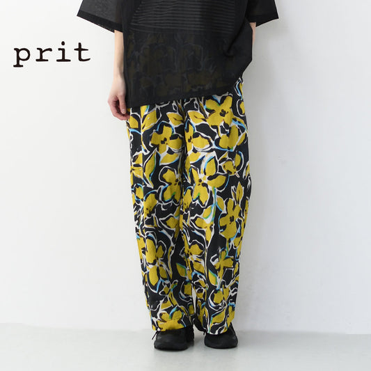 prit [プリット] 60/1ローンタフボタニカルプリントワイドパンツ [P72615] リラックスパンツ・コットンナイロン・LADY'S [2026SS]