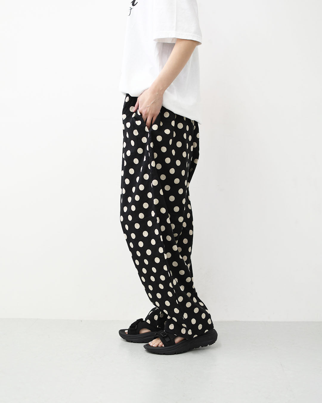 prit [プリット] 20/1リネンコットンシーチングドットプリントパジャマパンツ [P72618] イージーパンツ・ワイドパンツ・リラックスパンツ・ドット柄パンツ・水玉・リネンコットン・LADY'S [2026SS]