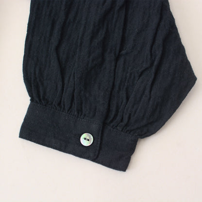 prit [プリット] 40/1シャーリングヘリンボーン起毛スタンドカラーギャザーブラウス [P80535]  [2024AW]