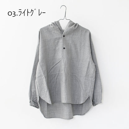 prit [プリット] 2/48ウール綾織フードプルオーバーシャツ [P80620] フード付きシャツ・ウールシャツ・ゆったりシルエット・LADY'S [2025AW]