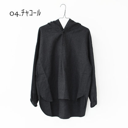 prit [プリット] 2/48ウール綾織フードプルオーバーシャツ [P80620] フード付きシャツ・ウールシャツ・ゆったりシルエット・LADY'S [2025AW]