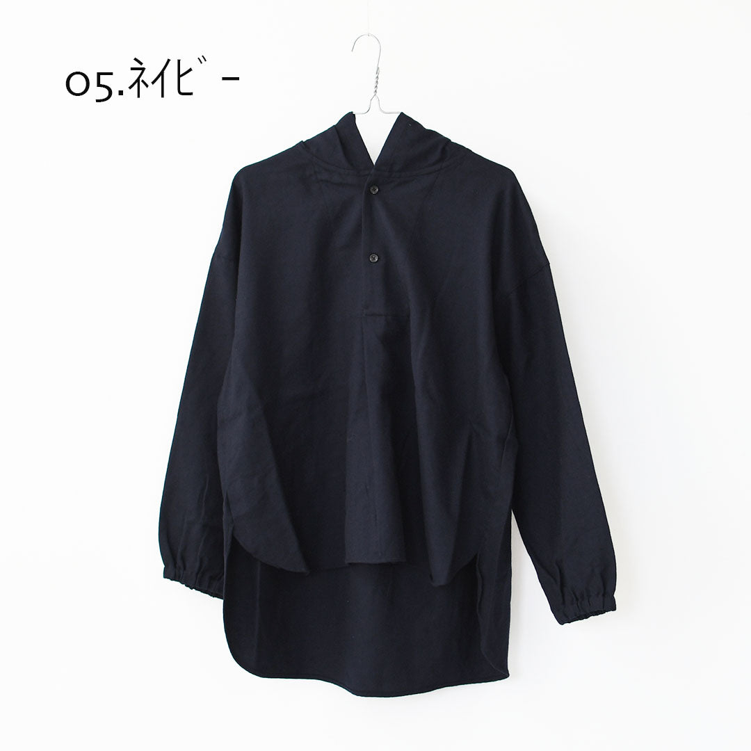 prit [プリット] 2/48ウール綾織フードプルオーバーシャツ [P80620] フード付きシャツ・ウールシャツ・ゆったりシルエット・LADY'S [2025AW]