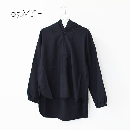 prit [プリット] 2/48ウール綾織フードプルオーバーシャツ [P80620] フード付きシャツ・ウールシャツ・ゆったりシルエット・LADY'S [2025AW]