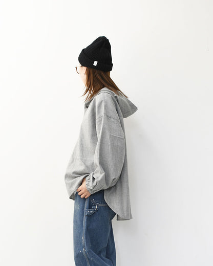 prit [プリット] 2/48ウール綾織フードプルオーバーシャツ [P80620] フード付きシャツ・ウールシャツ・ゆったりシルエット・LADY'S [2025AW]