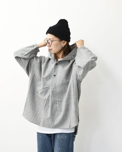 prit [プリット] 2/48ウール綾織フードプルオーバーシャツ [P80620] フード付きシャツ・ウールシャツ・ゆったりシルエット・LADY'S [2025AW]