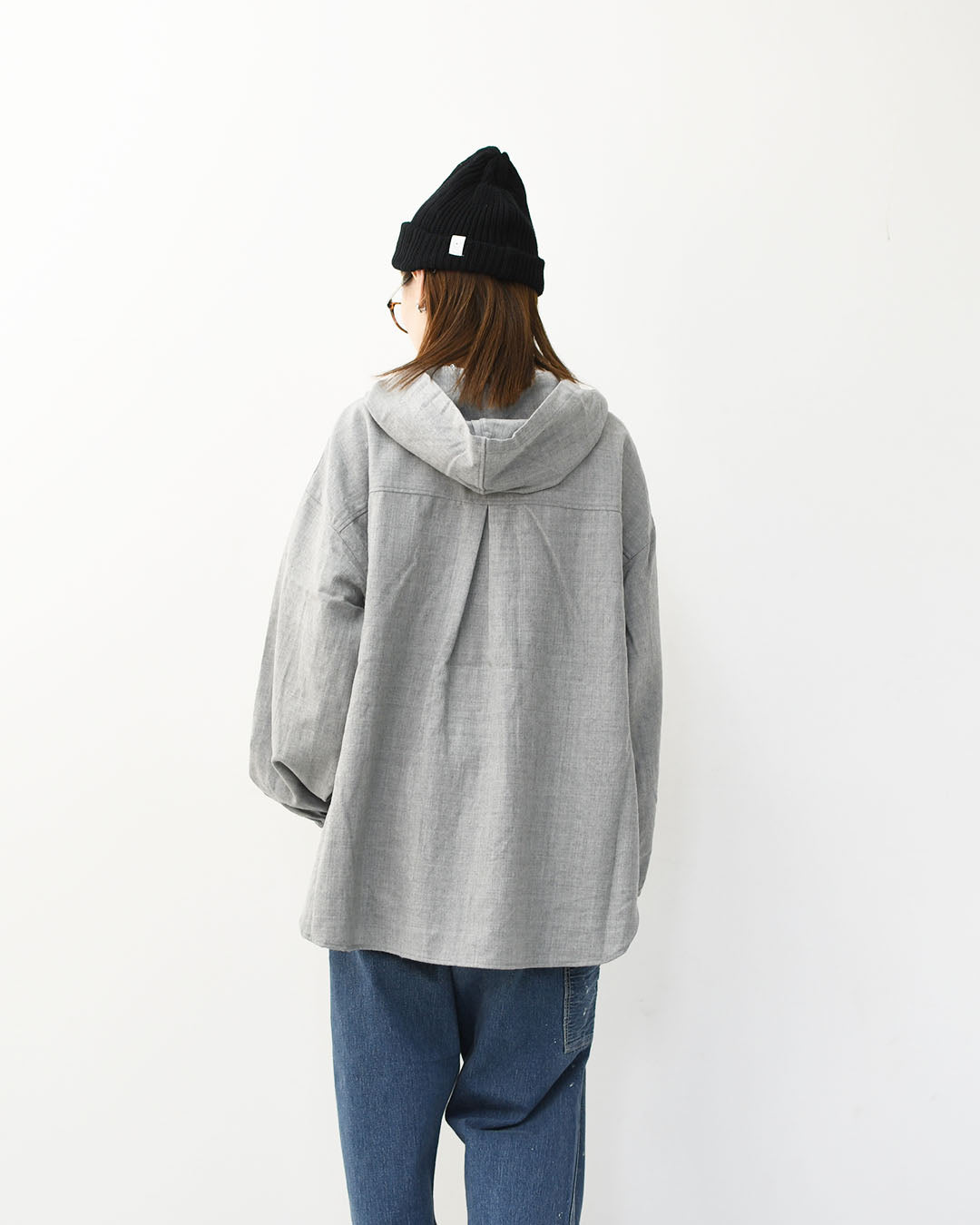 prit [プリット] 2/48ウール綾織フードプルオーバーシャツ [P80620] フード付きシャツ・ウールシャツ・ゆったりシルエット・LADY'S [2025AW]