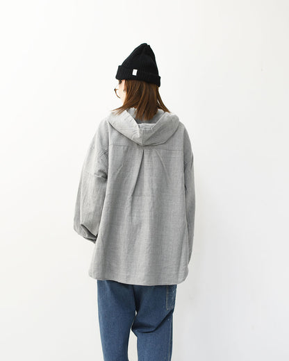 prit [プリット] 2/48ウール綾織フードプルオーバーシャツ [P80620] フード付きシャツ・ウールシャツ・ゆったりシルエット・LADY'S [2025AW]