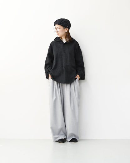 prit [プリット] 2/48ウール綾織フードプルオーバーシャツ [P80620] フード付きシャツ・ウールシャツ・ゆったりシルエット・LADY'S [2025AW]