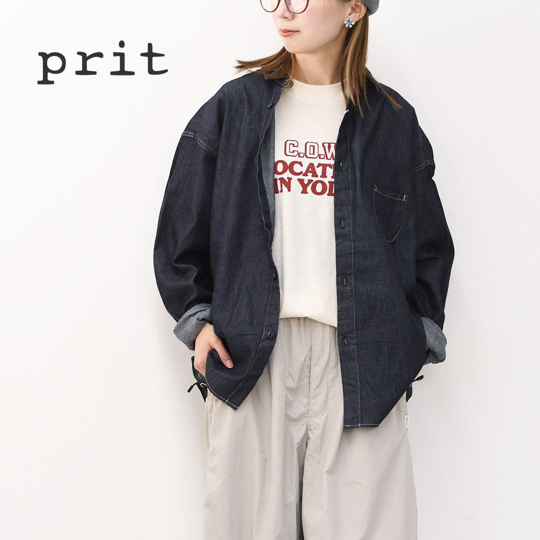 prit [プリット] 6ozデニム レギュラーカラーシャツ [P80644] デニムシャツ・ライトデニム・レギュラーカラー・LADY'S [2025AW]