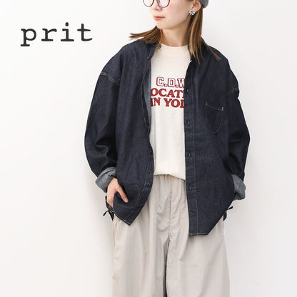 prit [プリット] 6ozデニム レギュラーカラーシャツ [P80644] デニムシャツ・ライトデニム・レギュラーカラー・LADY'S [2025AW]