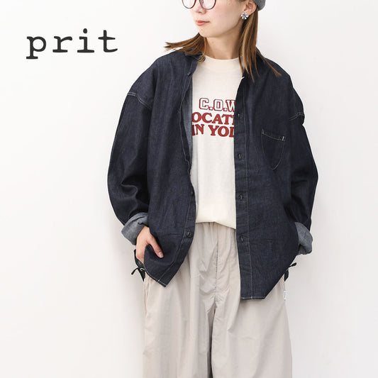 prit [プリット] 6ozデニム レギュラーカラーシャツ [P80644] デニムシャツ・ライトデニム・レギュラーカラー・LADY'S [2025AW]