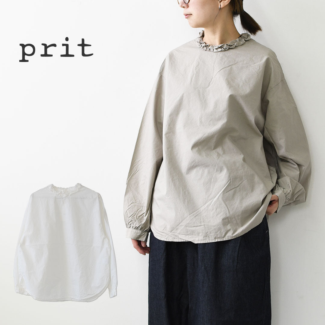 prit [プリット] 60/1タイプライターエアーフロー加工カットオフフリルカラープルオーバー [p80712] プルオーバー・フリル・ LADY'S [2026SS]