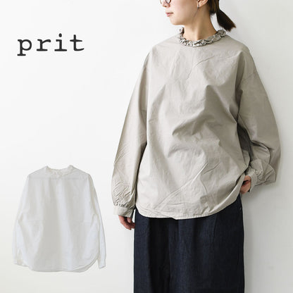 prit [プリット] 60/1タイプライターエアーフロー加工カットオフフリルカラープルオーバー [p80712] プルオーバー・フリル・ LADY'S [2026SS]
