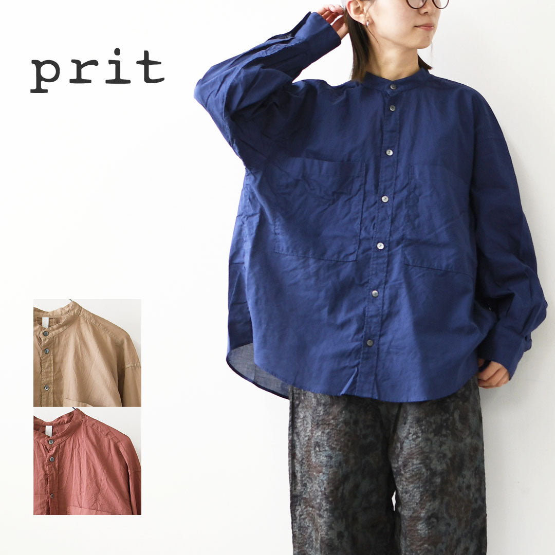 prit [プリット] 100/2甘ボイルスタンドカラーポケットシャツ [p80713] スタンドカラー・LADY'S [2026AW]