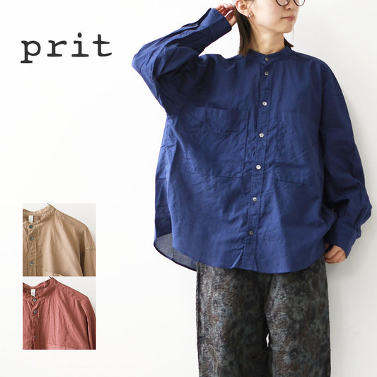 prit [プリット] 100/2甘ボイルスタンドカラーポケットシャツ [p80713] スタンドカラー・LADY'S [2026AW]