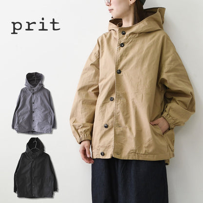 prit [プリット] 甘撚オックスフーディーブルゾン [P80724] ブルゾン・フードジャケット・軽アウター・カジュアル ・ナチュラル・シンプル・ゆったり・LADY'S [2026AW]