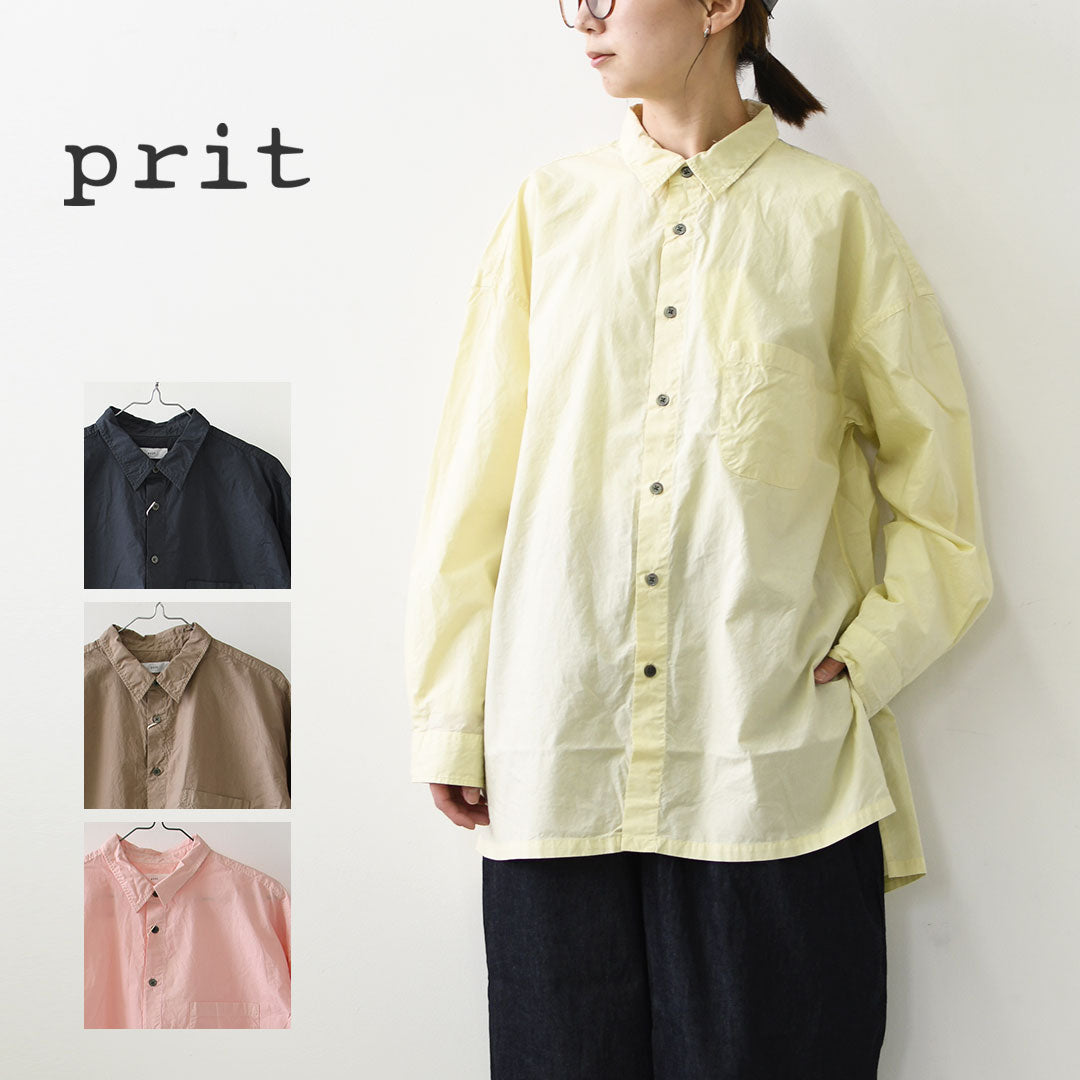 prit [プリット] 80/1タイプライターレギュラーカラーオーバーサイズロングシャツ [p80753] オーバーサイズ・ゆったりサイズ・羽織り・LADY'S [2026AW]