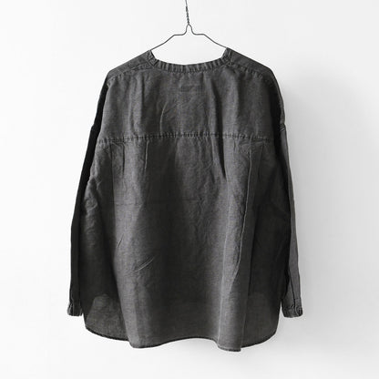 prit [プリット] リネンコットン交織平織ピグメント加工ノーカラービッグシャツ  [P81602] ヴィンテージ風・長袖・オーバーサイズ・ゆったりサイズ・ドロップショルダー・ライトアウター・羽織り・ノーカラー・LADY'S [2026SS]