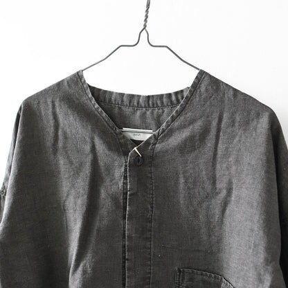 prit [プリット] リネンコットン交織平織ピグメント加工ノーカラービッグシャツ  [P81602] ヴィンテージ風・長袖・オーバーサイズ・ゆったりサイズ・ドロップショルダー・ライトアウター・羽織り・ノーカラー・LADY'S [2026SS]