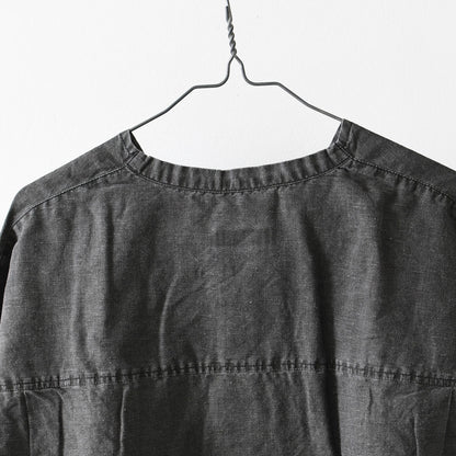 prit [プリット] リネンコットン交織平織ピグメント加工ノーカラービッグシャツ  [P81602] ヴィンテージ風・長袖・オーバーサイズ・ゆったりサイズ・ドロップショルダー・ライトアウター・羽織り・ノーカラー・LADY'S [2026SS]