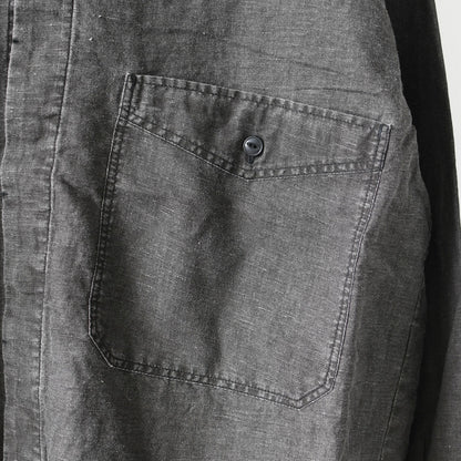 prit [プリット] リネンコットン交織平織ピグメント加工ノーカラービッグシャツ  [P81602] ヴィンテージ風・長袖・オーバーサイズ・ゆったりサイズ・ドロップショルダー・ライトアウター・羽織り・ノーカラー・LADY'S [2026SS]