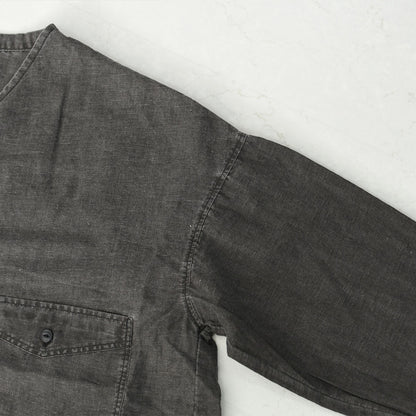 prit [プリット] リネンコットン交織平織ピグメント加工ノーカラービッグシャツ  [P81602] ヴィンテージ風・長袖・オーバーサイズ・ゆったりサイズ・ドロップショルダー・ライトアウター・羽織り・ノーカラー・LADY'S [2026SS]