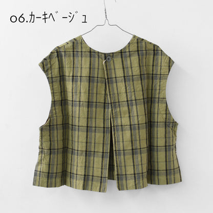 prit [プリット] 16/1リネンコットンチェック2wayべスト [P81608] ベスト・2wayベスト・チェック・コットンリネン・LADY'S [2026SS]