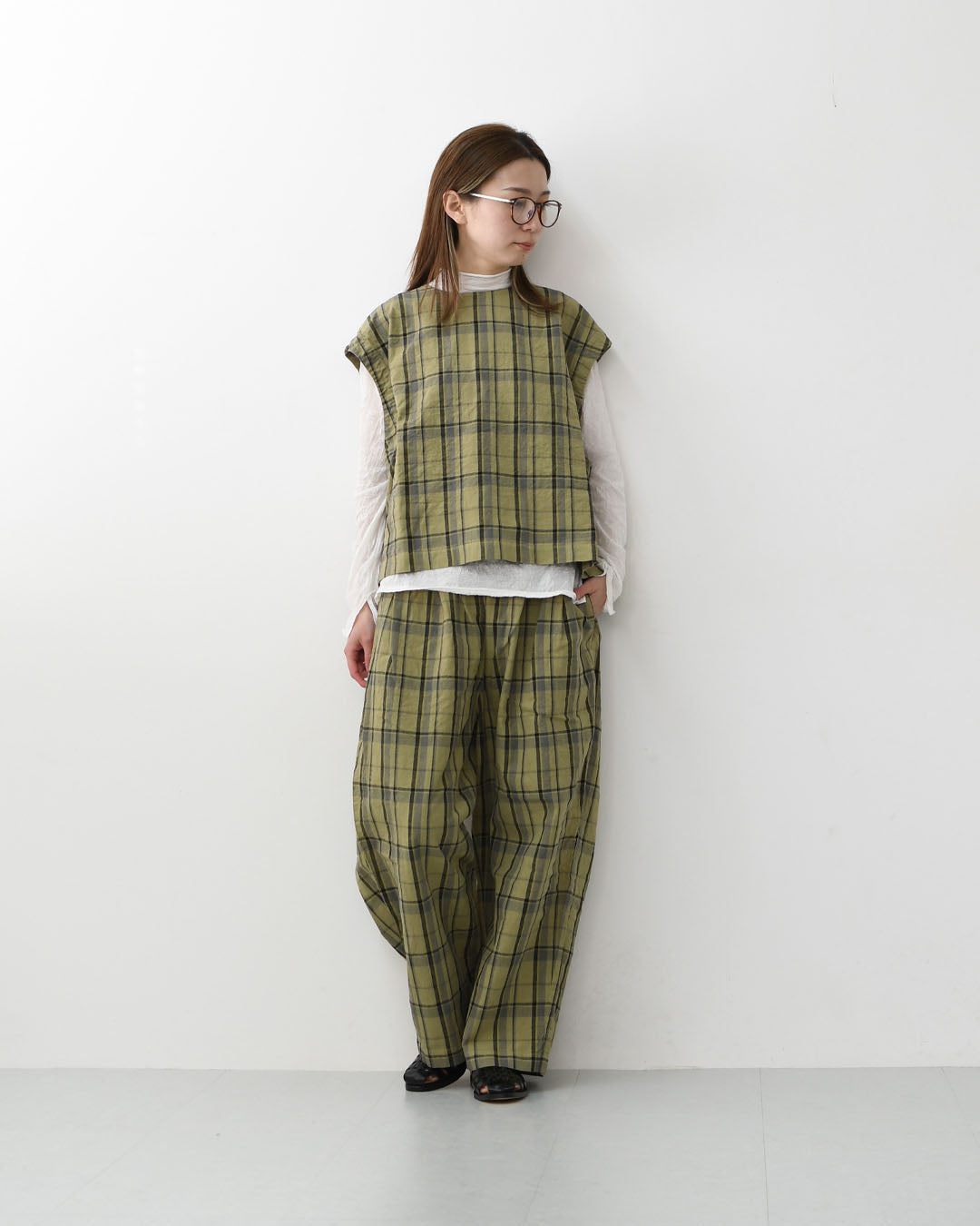 prit [プリット] 16/1リネンコットンチェック2wayべスト [P81608] ベスト・2wayベスト・チェック・コットンリネン・LADY'S [2026SS]