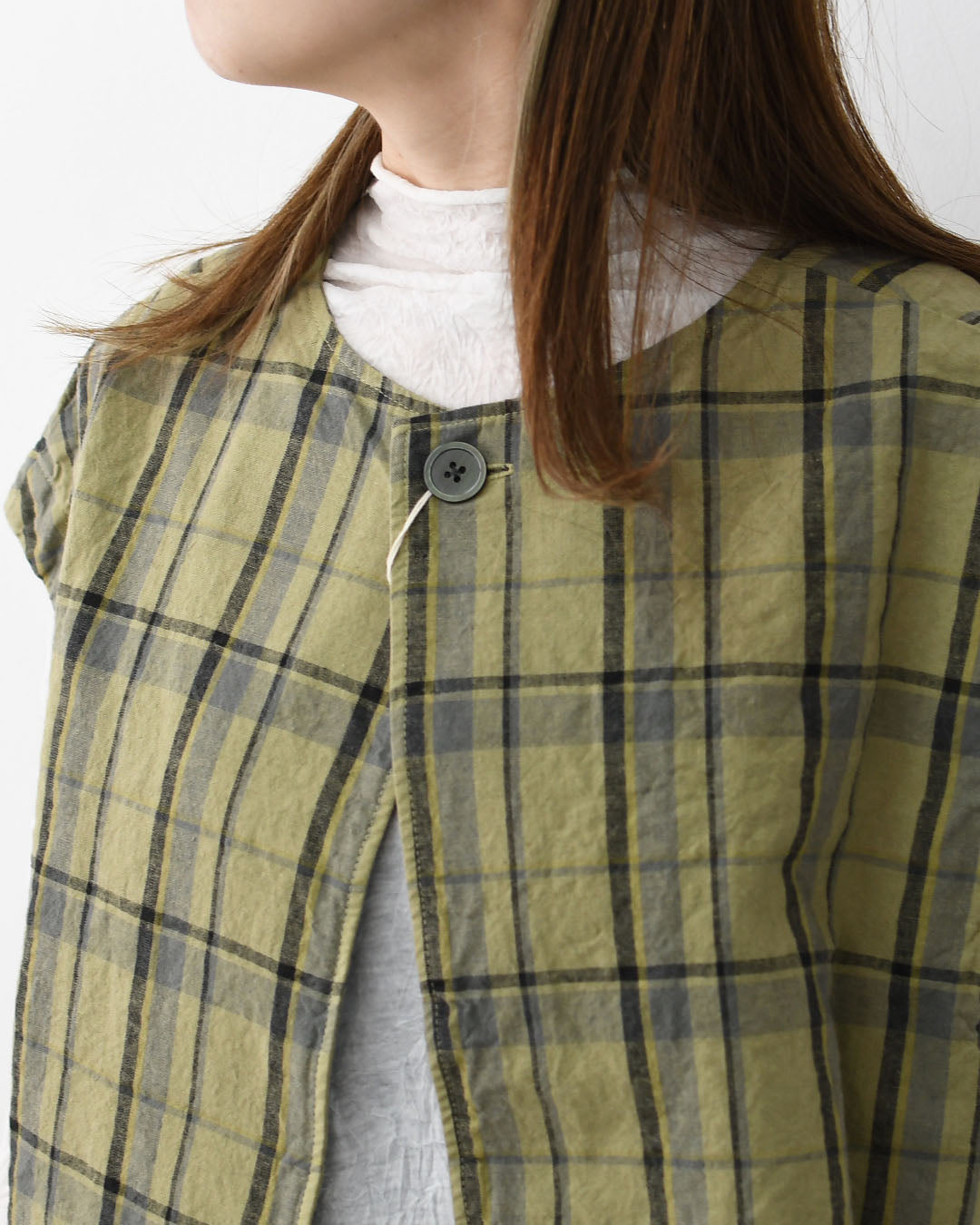 prit [プリット] 16/1リネンコットンチェック2wayべスト [P81608] ベスト・2wayベスト・チェック・コットンリネン・LADY'S [2026SS]