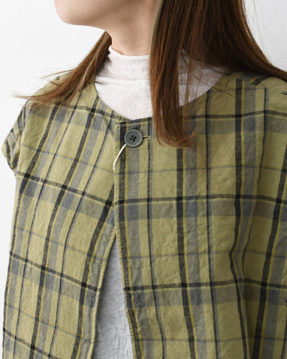 prit [プリット] 16/1リネンコットンチェック2wayべスト [P81608] ベスト・2wayベスト・チェック・コットンリネン・LADY'S [2026SS]