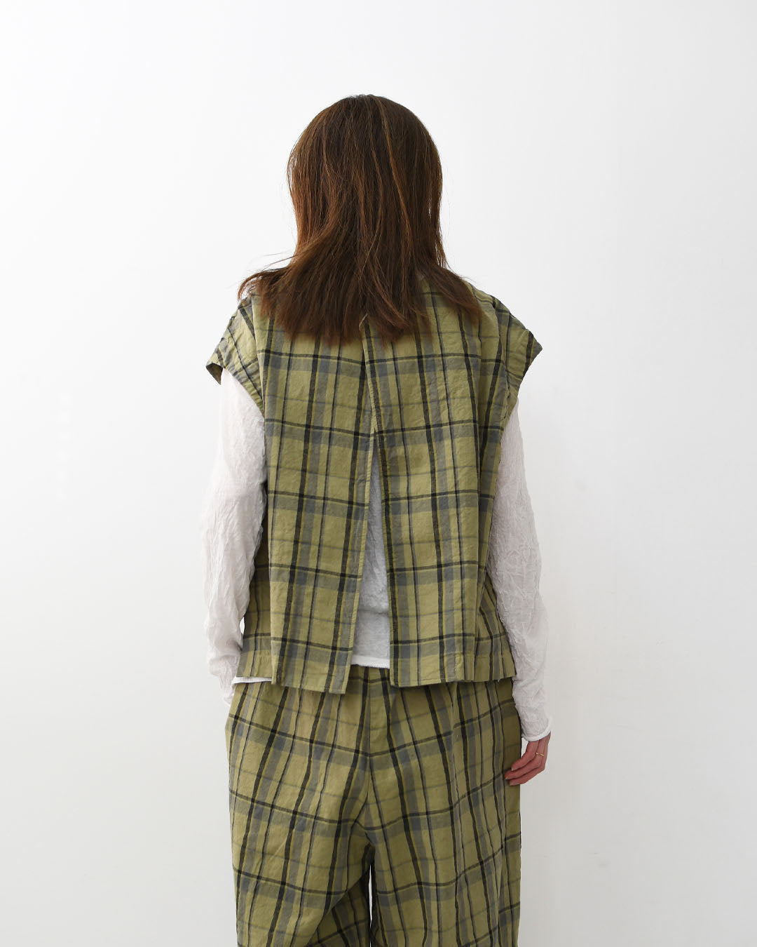 prit [プリット] 16/1リネンコットンチェック2wayべスト [P81608] ベスト・2wayベスト・チェック・コットンリネン・LADY'S [2026SS]