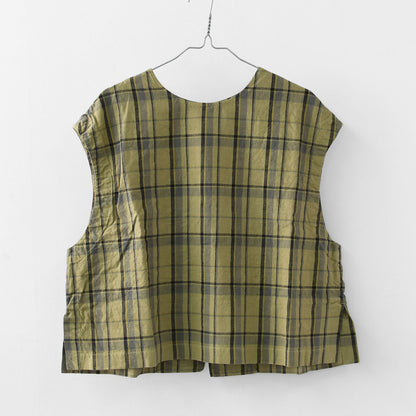 prit [プリット] 16/1リネンコットンチェック2wayべスト [P81608] ベスト・2wayベスト・チェック・コットンリネン・LADY'S [2026SS]