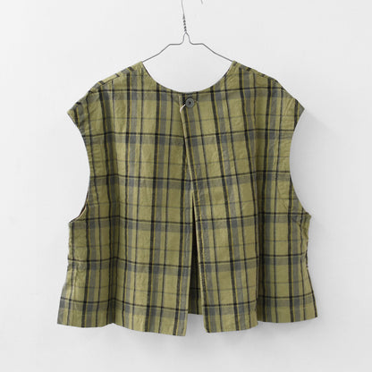 prit [プリット] 16/1リネンコットンチェック2wayべスト [P81608] ベスト・2wayベスト・チェック・コットンリネン・LADY'S [2026SS]