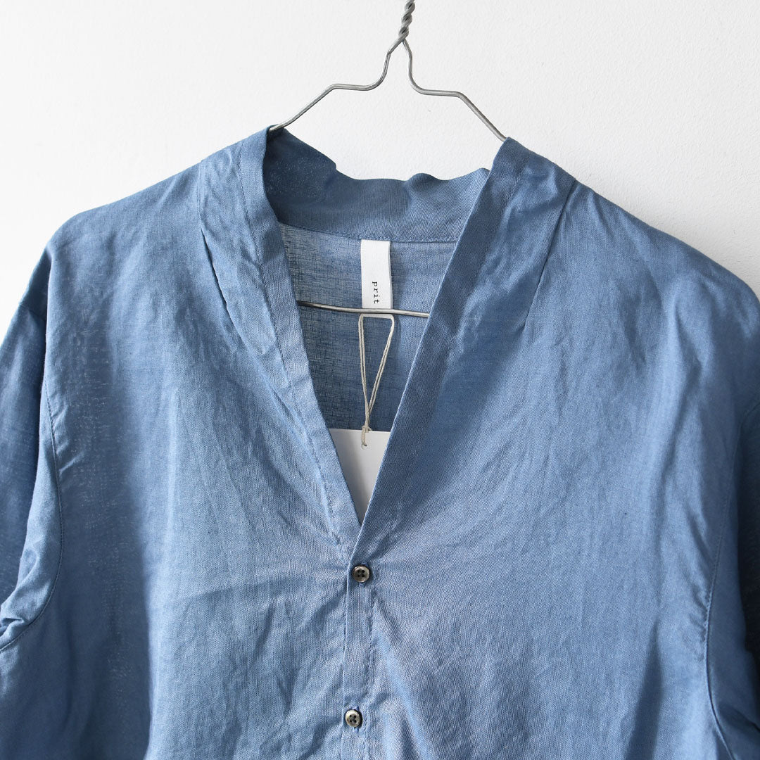 prit [プリット] ラミーバイオクラス裾ゴムカーディガン [P81619] スタンドカラー・オーバーサイズ・ゆったりサイズ・チェック柄・ドロップショルダー・LADY'S [2026SS]