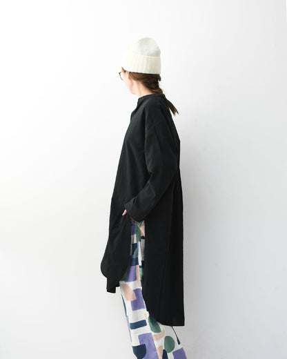 prit [プリット]50/1 オーガニックコットンボイルビエラ近江晒加工スタンドカラーサイドスリットチュニック [P81624] スタンドカラーシャツ・オーバーサイズ・ゆったりシルエット・長袖・ロングシャツ・LADY'S [2026SS]