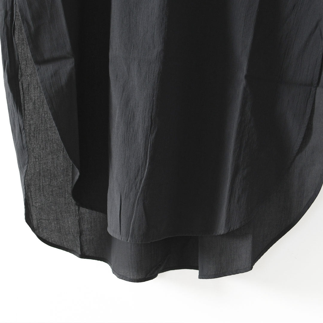 prit [プリット]50/1 オーガニックコットンボイルビエラ近江晒加工スタンドカラーサイドスリットチュニック [P81624] スタンドカラーシャツ・オーバーサイズ・ゆったりシルエット・長袖・ロングシャツ・LADY'S [2026SS]