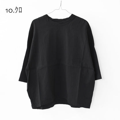 prit [プリット] リネンレーヨンストレッチ7分袖裾ヒモプルオーバー [P81625] スタンドカラー・オーバーサイズ・ゆったりサイズ・チェック柄・ドロップショルダー・LADY'S [2026SS]