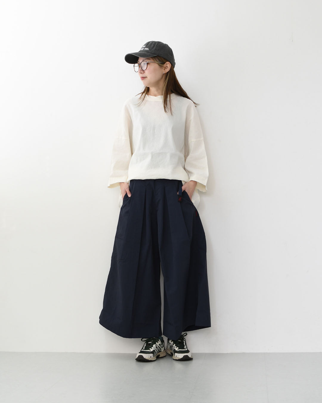 prit [プリット] リネンレーヨンストレッチ7分袖裾ヒモプルオーバー [P81625] スタンドカラー・オーバーサイズ・ゆったりサイズ・チェック柄・ドロップショルダー・LADY'S [2026SS]