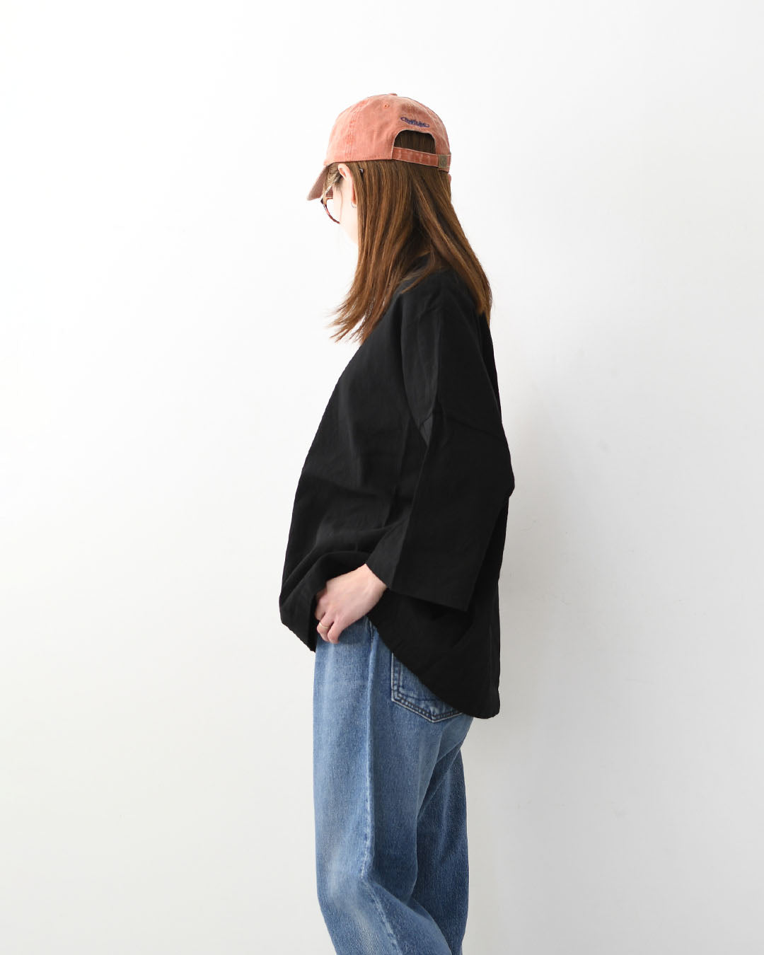 prit [プリット] リネンレーヨンストレッチ7分袖裾ヒモプルオーバー [P81625] スタンドカラー・オーバーサイズ・ゆったりサイズ・チェック柄・ドロップショルダー・LADY'S [2026SS]