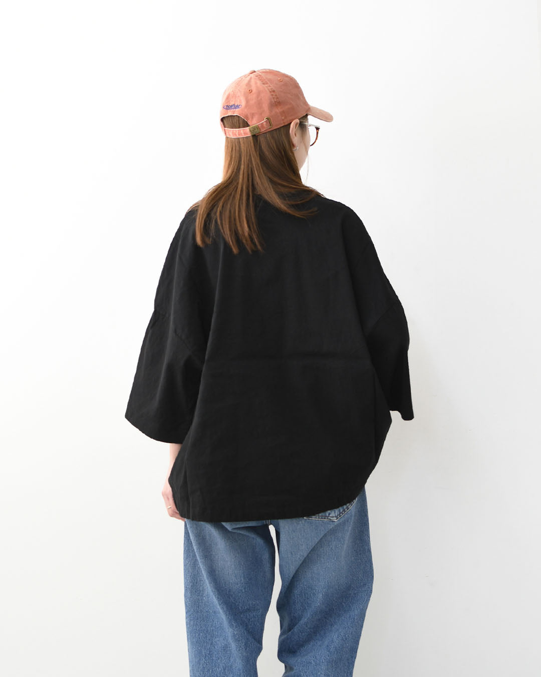 prit [プリット] リネンレーヨンストレッチ7分袖裾ヒモプルオーバー [P81625] スタンドカラー・オーバーサイズ・ゆったりサイズ・チェック柄・ドロップショルダー・LADY'S [2026SS]