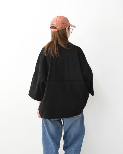 prit [プリット] リネンレーヨンストレッチ7分袖裾ヒモプルオーバー [P81625] スタンドカラー・オーバーサイズ・ゆったりサイズ・チェック柄・ドロップショルダー・LADY'S [2026SS]