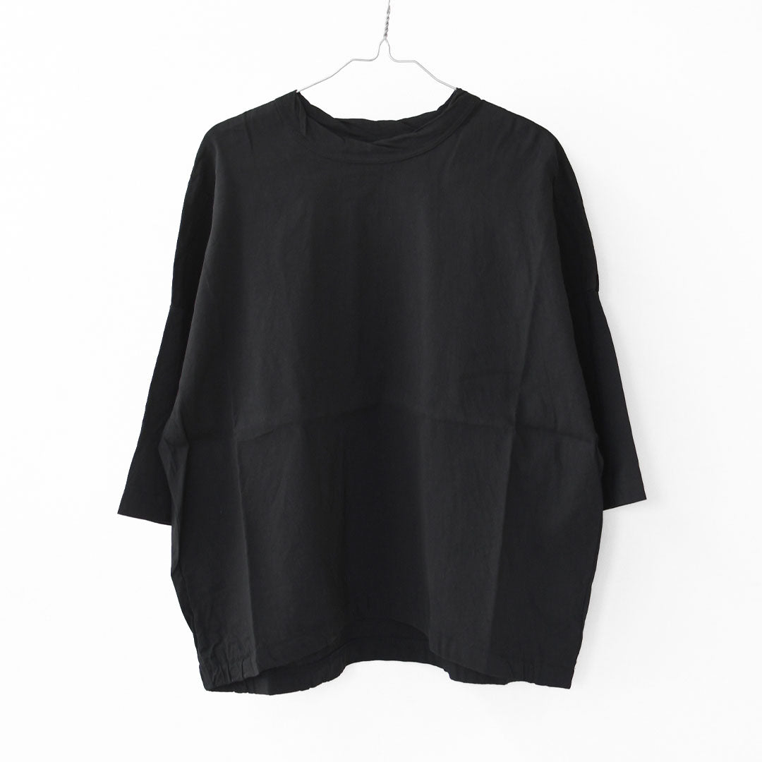 prit [プリット] リネンレーヨンストレッチ7分袖裾ヒモプルオーバー [P81625] スタンドカラー・オーバーサイズ・ゆったりサイズ・チェック柄・ドロップショルダー・LADY'S [2026SS]