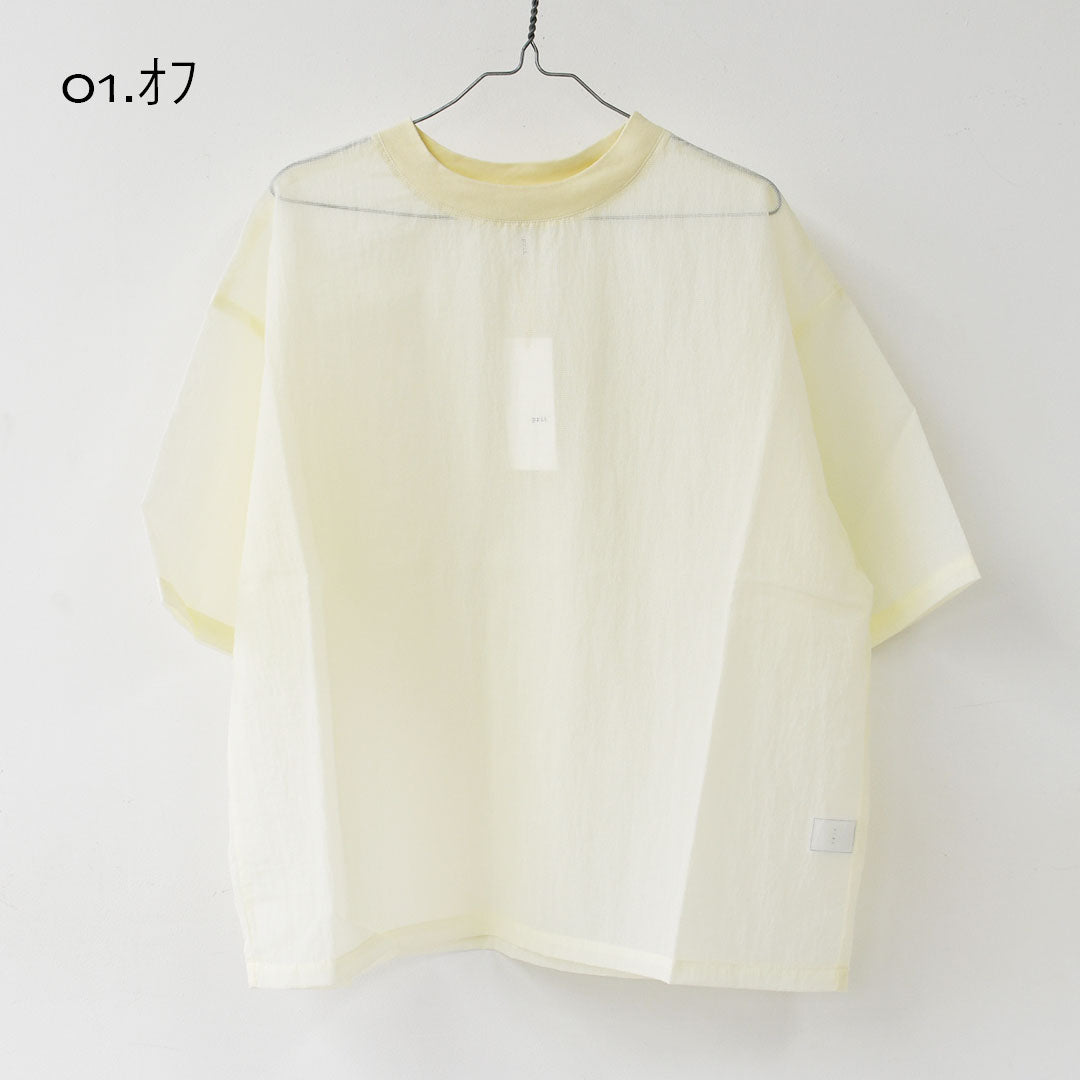 prit [プリット] ナイロンシアーペーパーリップストップ5分袖Tシャツ  [P82602] シアー素材・5部袖・オーバーサイズ・ゆったりサイズ・プルオーバー・透け感・LADY'S [2026SS]