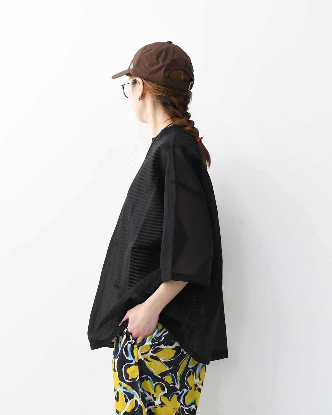 prit [プリット] ナイロンシアーペーパーリップストップ5分袖Tシャツ  [P82602] シアー素材・5部袖・オーバーサイズ・ゆったりサイズ・プルオーバー・透け感・LADY'S [2026SS]