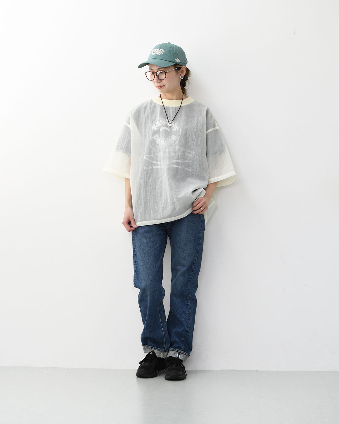 prit [プリット] ナイロンシアーペーパーリップストップ5分袖Tシャツ  [P82602] シアー素材・5部袖・オーバーサイズ・ゆったりサイズ・プルオーバー・透け感・LADY'S [2026SS]