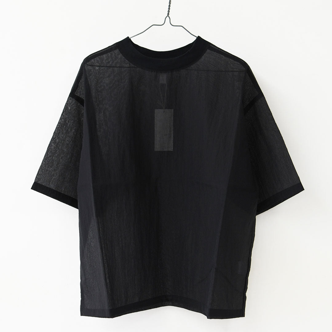 prit [プリット] ナイロンシアーペーパーリップストップ5分袖Tシャツ  [P82602] シアー素材・5部袖・オーバーサイズ・ゆったりサイズ・プルオーバー・透け感・LADY'S [2026SS]